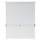 87" White Wood Bookcase with Glass Doors Drawers and Baskets