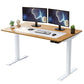 White and Natural Bamboo 52" Dual Motor Electric Office Adjustable Computer Desk