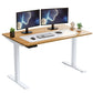 White and Natural Bamboo 52" Dual Motor Electric Office Adjustable Computer Desk