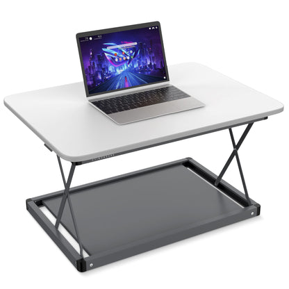 Small Silver Adjustable Standing Desk Converter