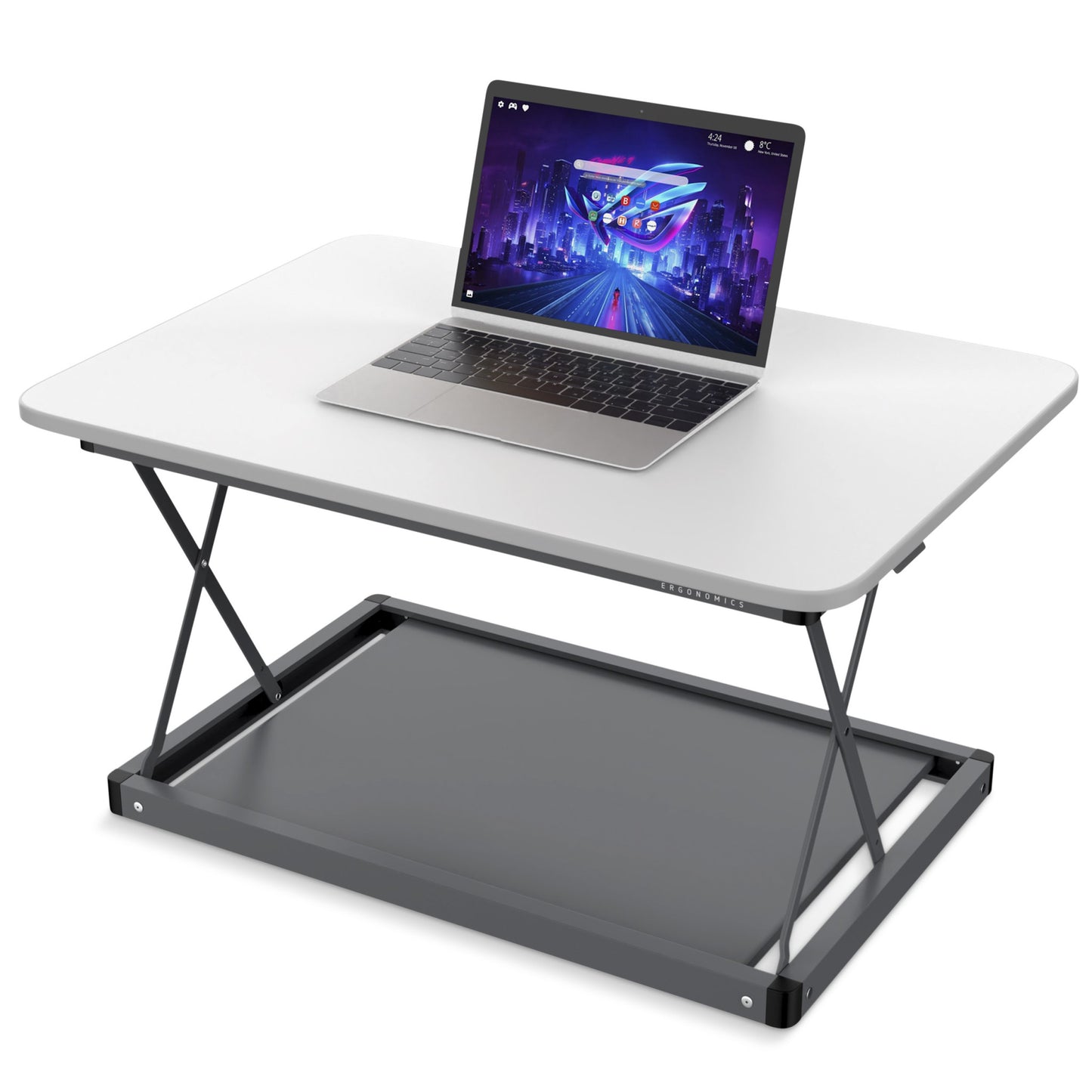 Small Silver Adjustable Standing Desk Converter