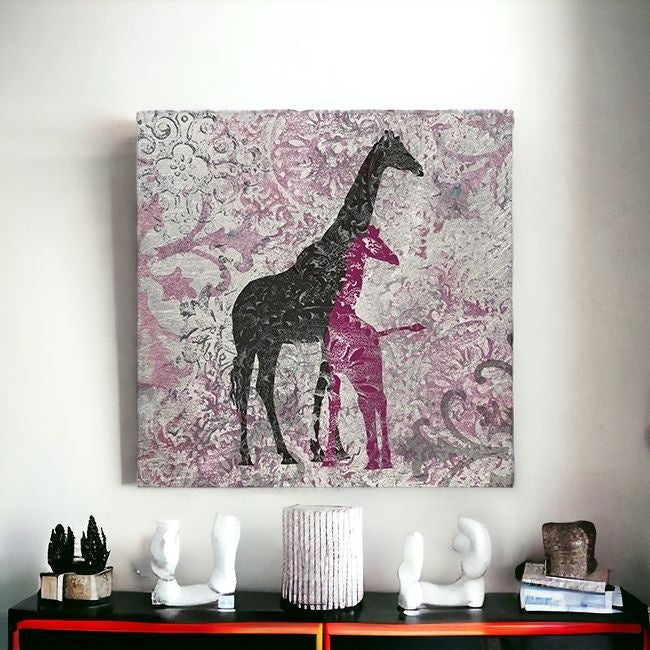 Exotic Pink Giraffes Unframed Print Wall Art