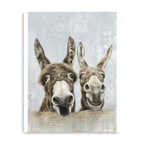 Cute Donkeys Canvas Unframed Print Wall Art