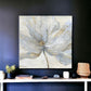 Soft Blue And Grey Flower With Gold Details Unframed Print Wall Art