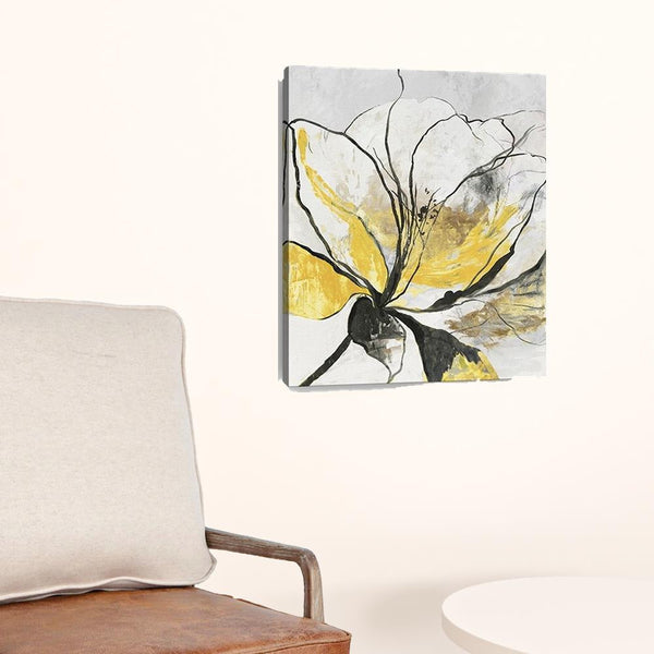 20 Modern Yellow and Black Flower Canvas Wall Art