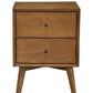 Brown Century Modern Wood 2 Drawer Nightstand