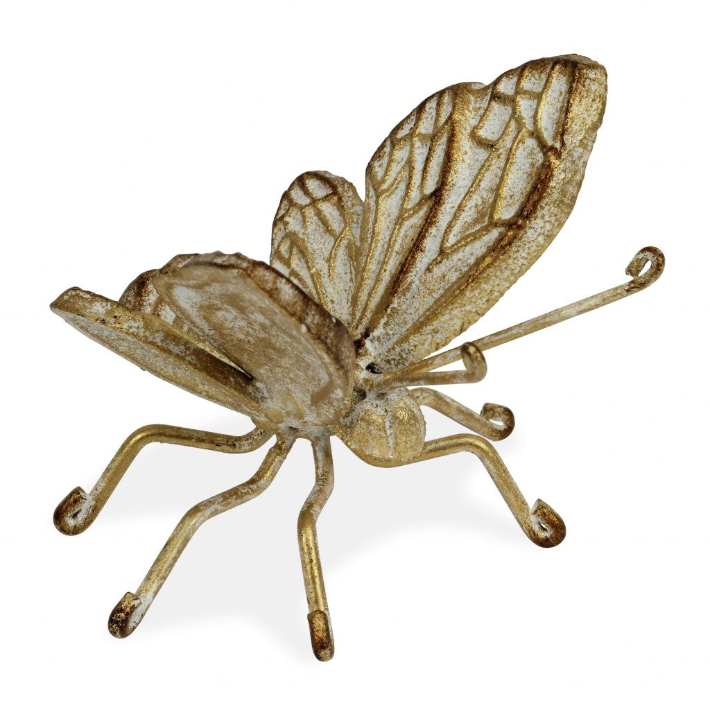 Gold Cast Iron Butterfly Decorative Sculpture