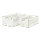 Set of Two Rustic Whitewash Chicken Wire Sides Wooden Crates