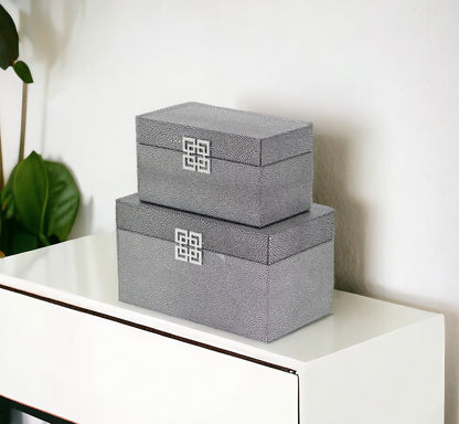 Set of Two Gray Wooden Boxes