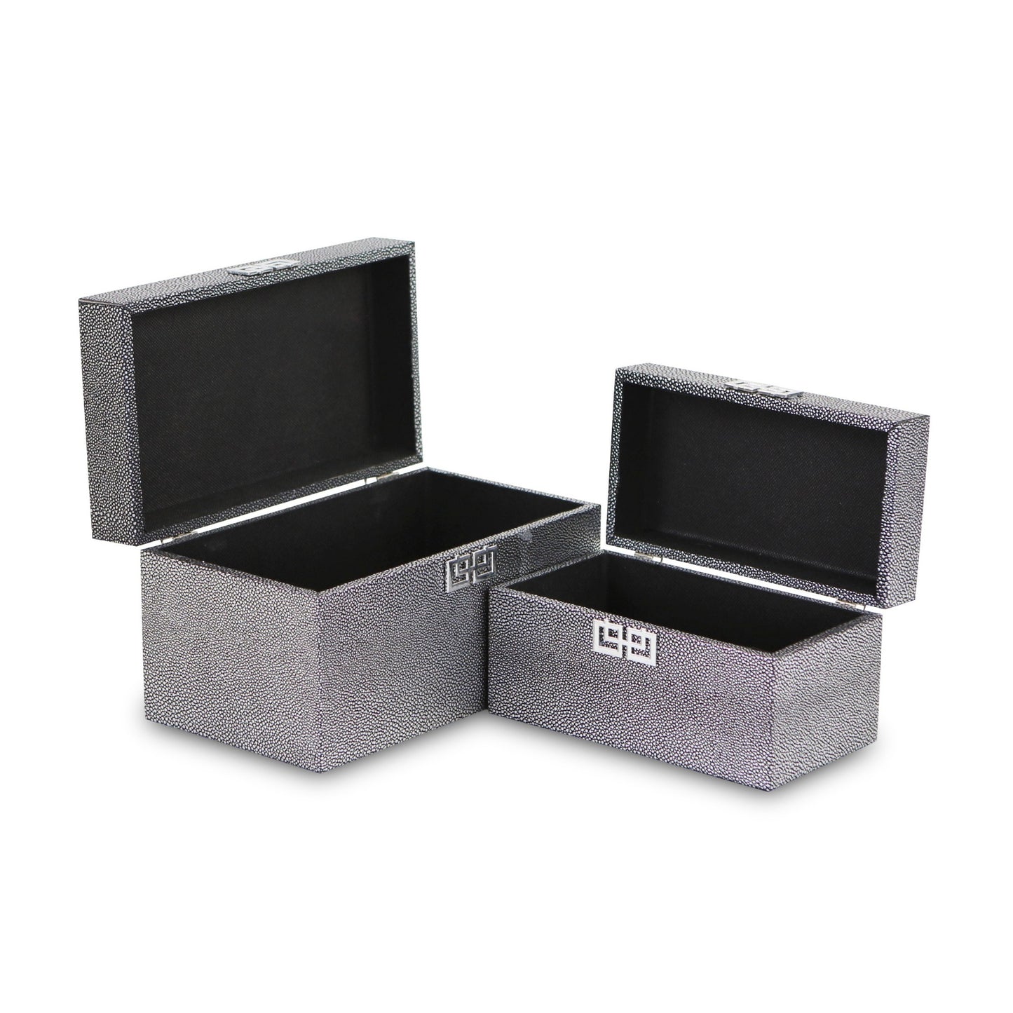 Set of Two Gray Wooden Boxes