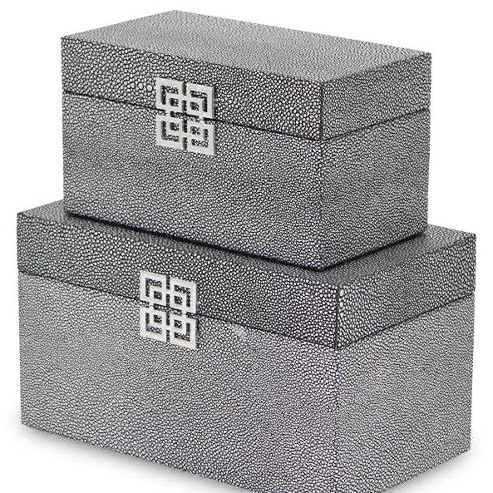 Set of Two Gray Wooden Boxes