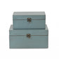 Set of Two Pale Blue Wooden Storage Boxes