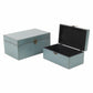 Set of Two Pale Blue Wooden Storage Boxes