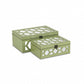 Set of Green Quatrefoil Mirror Jewelry Storage Boxes