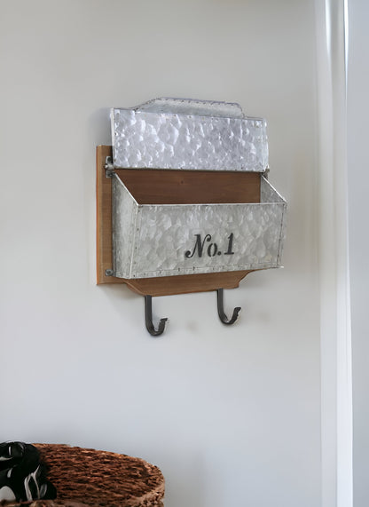 Wall Hanging Mailbox with Metal Hooks