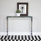 Geo Rectangle Clear Glass and Chrome Console Table