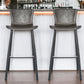 Set of Two 30" Gray And Black Steel Low Back Bar Height Bar Chairs