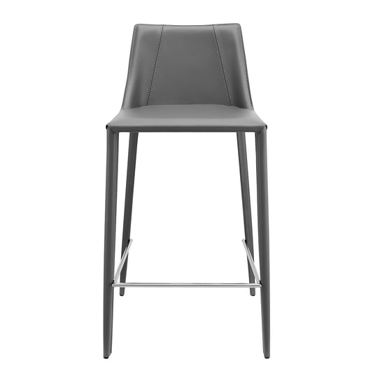 26" Gray Steel Low Back Counter Height Bar Chair