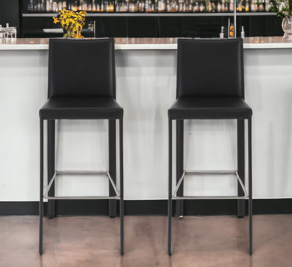 Set of Two 30 Steel Low Back Bar Height Bar Chairs