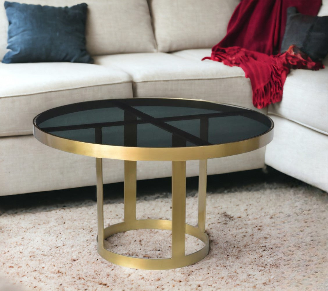 Round Black and Gold Modern Coffee Table