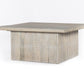 Rustic Graywash Carved Wood Storage Coffee Table