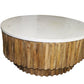 Round Marble Top and Wooden Strips Coffee Table