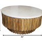 Round Marble Top and Wooden Strips Coffee Table