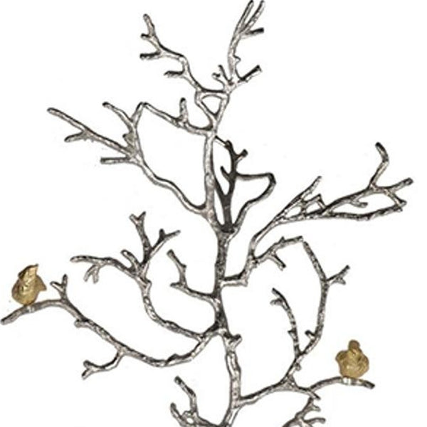 Modern 44 Silver Branch and Golden Birds Wall Art