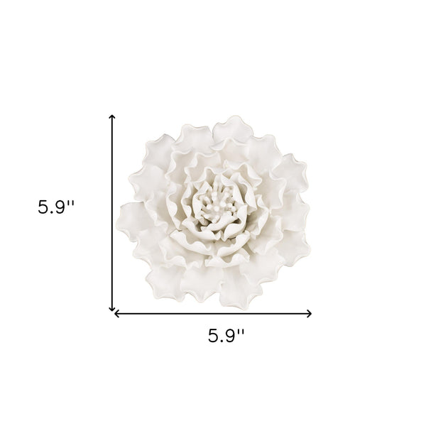 Cream Exaggerated 6 Ceramic Flower Wall Art