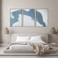 Set Of Three Blues and Grays Abstract Framed Canvas Wall Art Floater Frame Graphic Art Wall Art