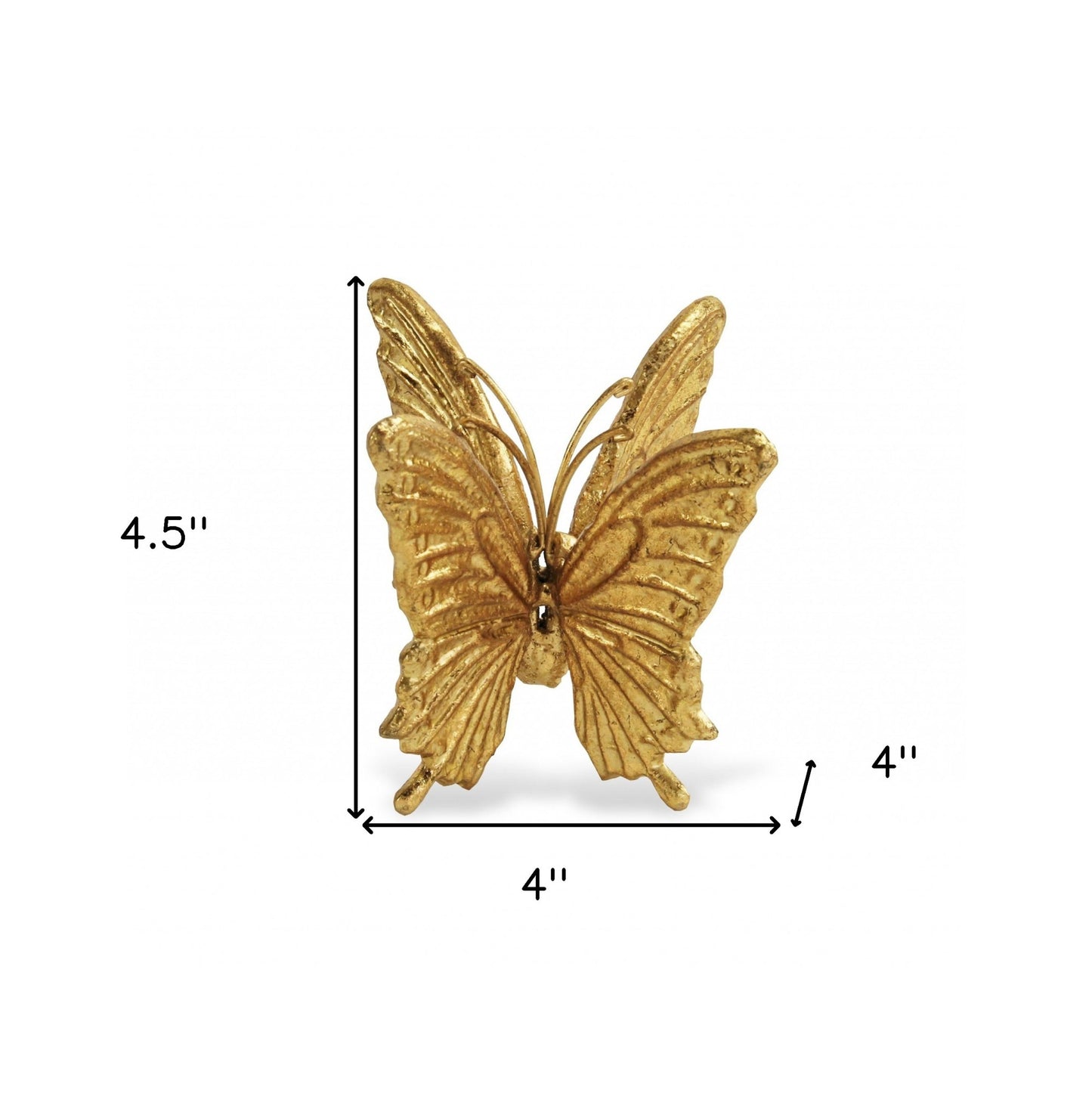 Gold Cast Iron Double Butterfly Sculpture