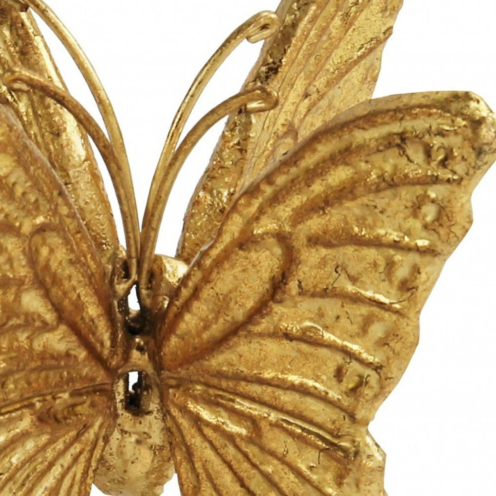 Gold Cast Iron Double Butterfly Sculpture