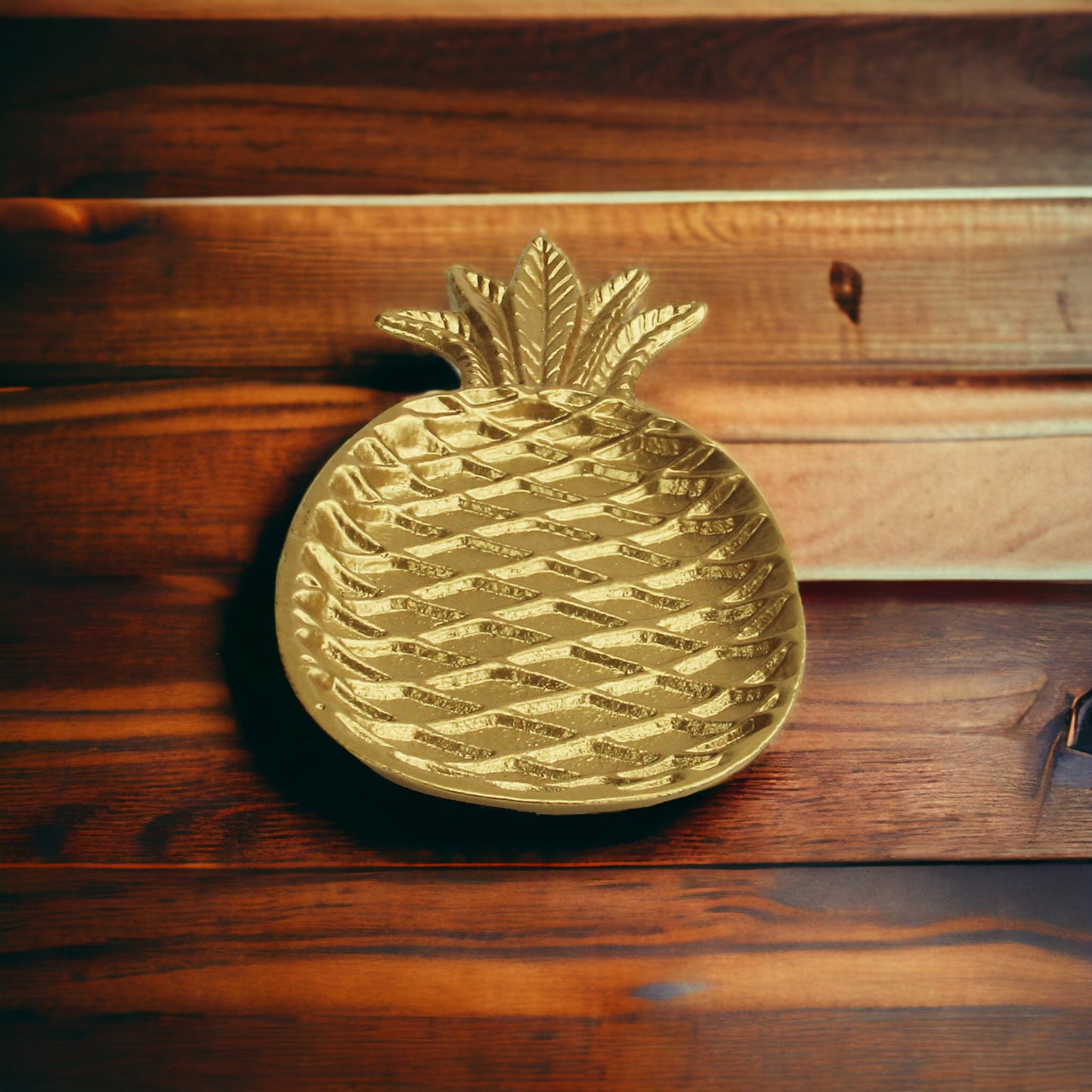 Golden Cast Iron Pineapple Centerpiece Shallow Bowl