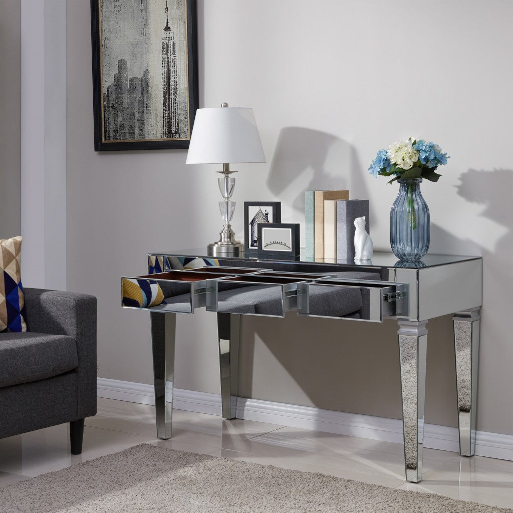 Silver Mirrored Glam Desk