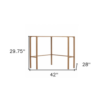 Soft Gold Metal and Glass Corner Desk