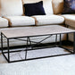 50" Black And White Faux Marble and Metal Geo Rectangular Coffee Table