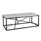 50" Black And White Faux Marble and Metal Geo Rectangular Coffee Table