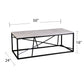 50" Black And White Faux Marble and Metal Geo Rectangular Coffee Table