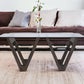 45" Brown Glass And Solid Wood Rectangular Coffee Table