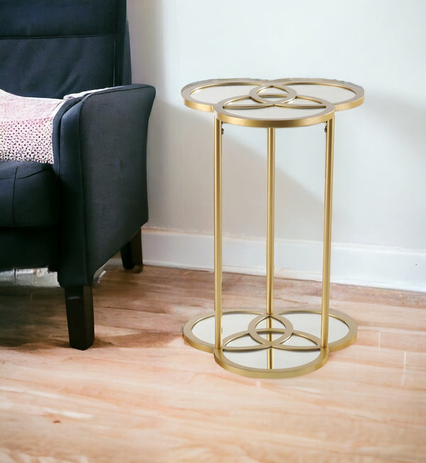 22 Gold Mirrored Glass Three Circle End Table