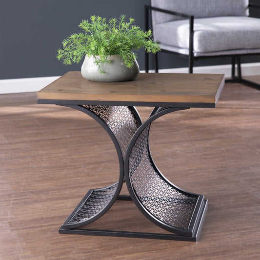 19" Black And Brown End Table