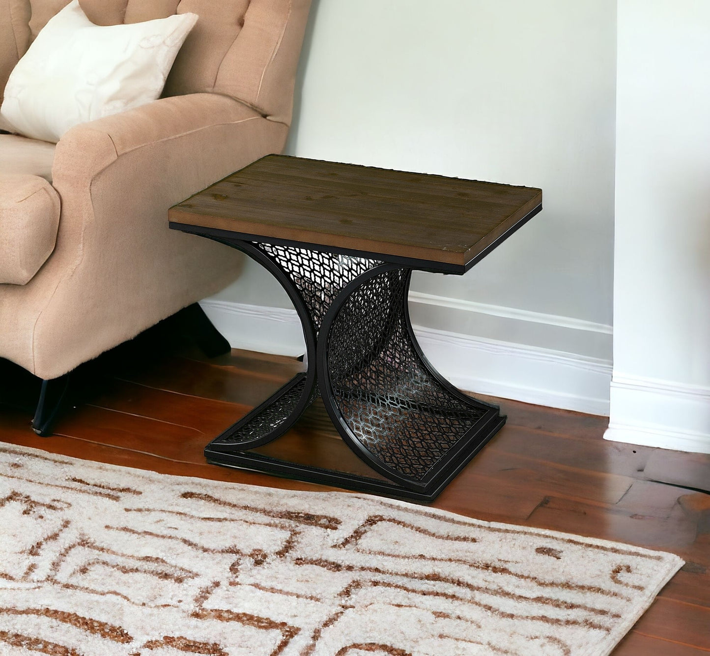 19" Black And Brown End Table