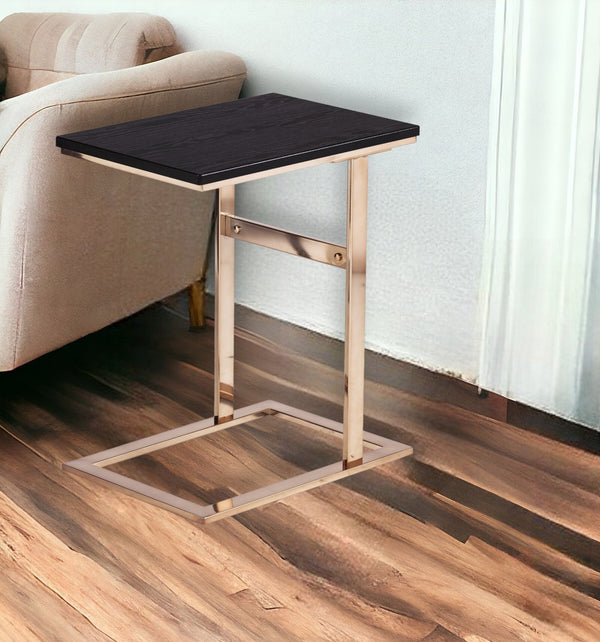 24 Gold And Black Contemporary Rectangular End Table