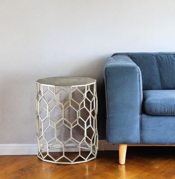 18 Antiqued Gold Honeycomb Hexagonal End Table