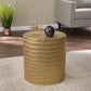 18" Gold Manufactured Wood And Solid Wood Round End Table