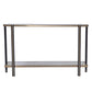 50" Smoky Black and Champagne Glass Mirrored Floor Shelf Console Table With Storage