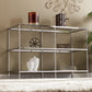 42" Clear and Silver Glass Mirrored Floor Shelf Console Table With Storage