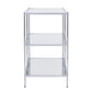 42" Clear and Silver Glass Mirrored Floor Shelf Console Table With Storage