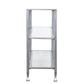 49" Clear and Silver Glass Distressed Floor Shelf Console Table With Storage