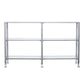 49" Clear and Silver Glass Distressed Floor Shelf Console Table With Storage